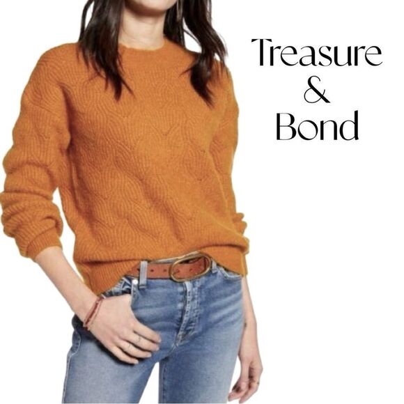 TREASURE & BOND Pointelle Stitch Pullover Sweater Sz S EUC - Picture 1 of 10